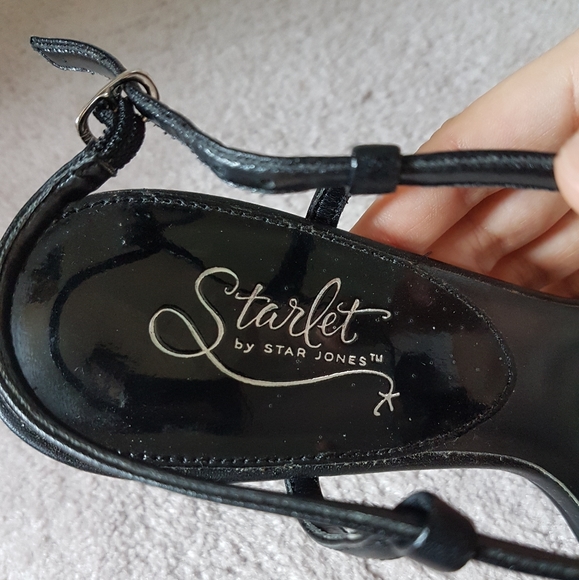 Starlet by Star Jones Black Flashy T-strap Heels - Picture 3 of 6